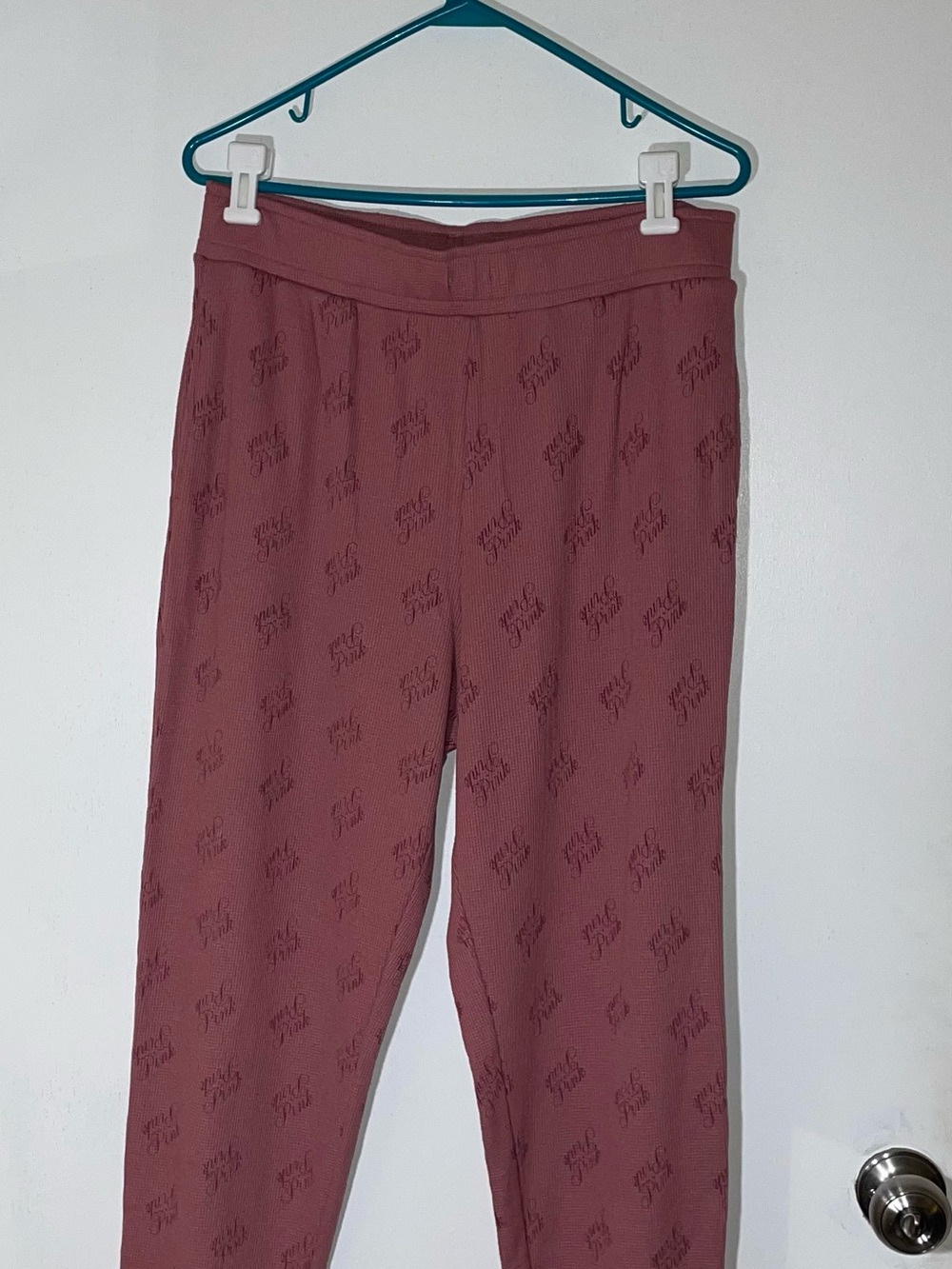 #55PINK Victoria’s Secret Women’s L Pajama Pants JoggerKnit Drawstring Logo Pink
